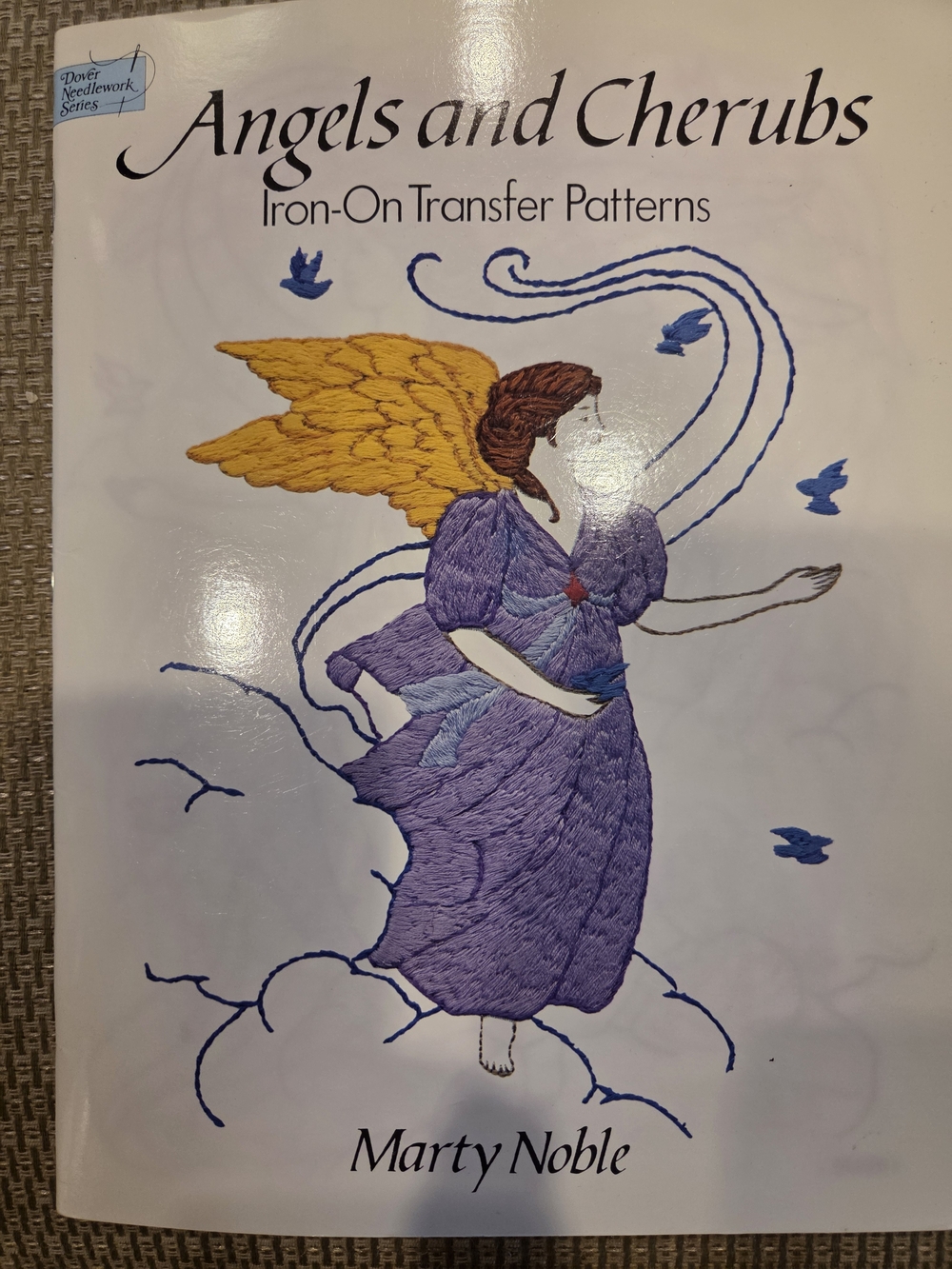 Unk Angels and Cherubs Iron-On Transfer - Purple Dress with Gold Wings